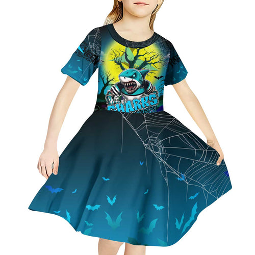 We Are Sharks Halloween Kid Short Sleeve Dress Pumpkin Scary Spooky Season - Aussie Hoodie