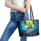 We Are Sharks Halloween Leather Tote Bag Pumpkin Scary Spooky Season - Aussie Hoodie