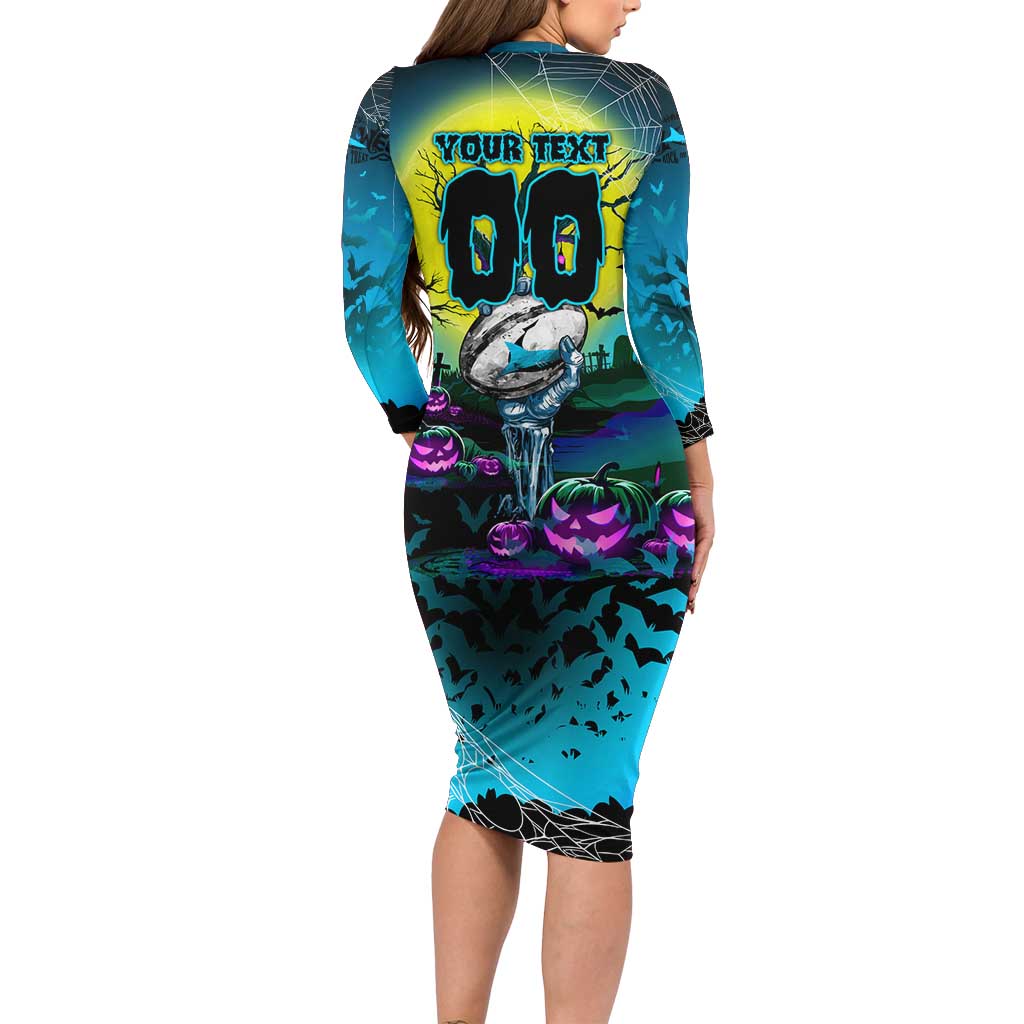 We Are Sharks Halloween Long Sleeve Bodycon Dress Pumpkin Scary Spooky Season - Aussie Hoodie