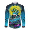 We Are Sharks Halloween Long Sleeve Button Shirt Pumpkin Scary Spooky Season - Aussie Hoodie