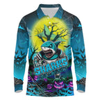 We Are Sharks Halloween Long Sleeve Polo Shirt Pumpkin Scary Spooky Season - Aussie Hoodie