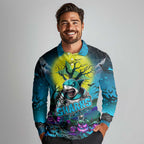 We Are Sharks Halloween Long Sleeve Polo Shirt Pumpkin Scary Spooky Season - Aussie Hoodie