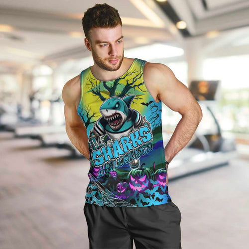 We Are Sharks Halloween Men Tank Top Pumpkin Scary Spooky Season - Aussie Hoodie