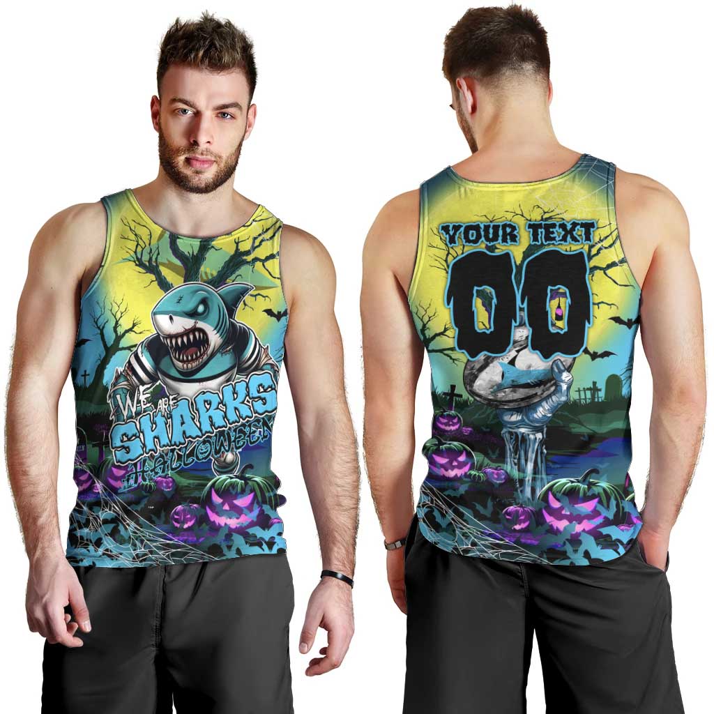 We Are Sharks Halloween Men Tank Top Pumpkin Scary Spooky Season - Aussie Hoodie