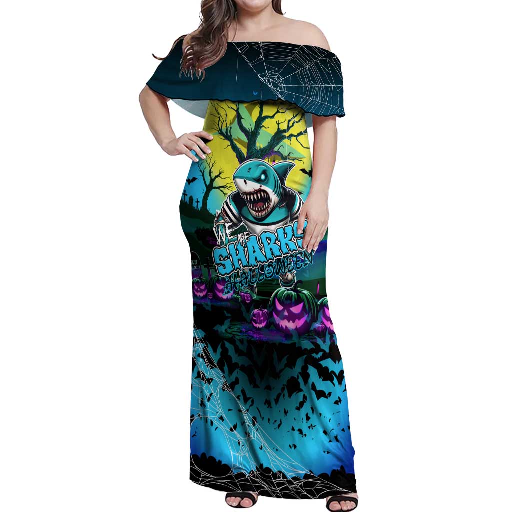 We Are Sharks Halloween Off Shoulder Maxi Dress Pumpkin Scary Spooky Season - Aussie Hoodie