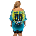 We Are Sharks Halloween Off Shoulder Short Dress Pumpkin Scary Spooky Season - Aussie Hoodie