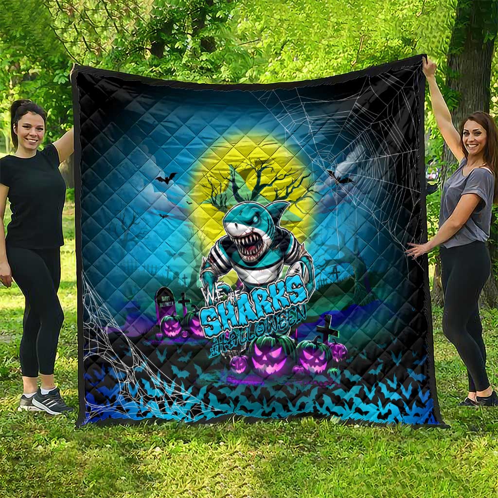 We Are Sharks Halloween Quilt Pumpkin Scary Spooky Season - Aussie Hoodie
