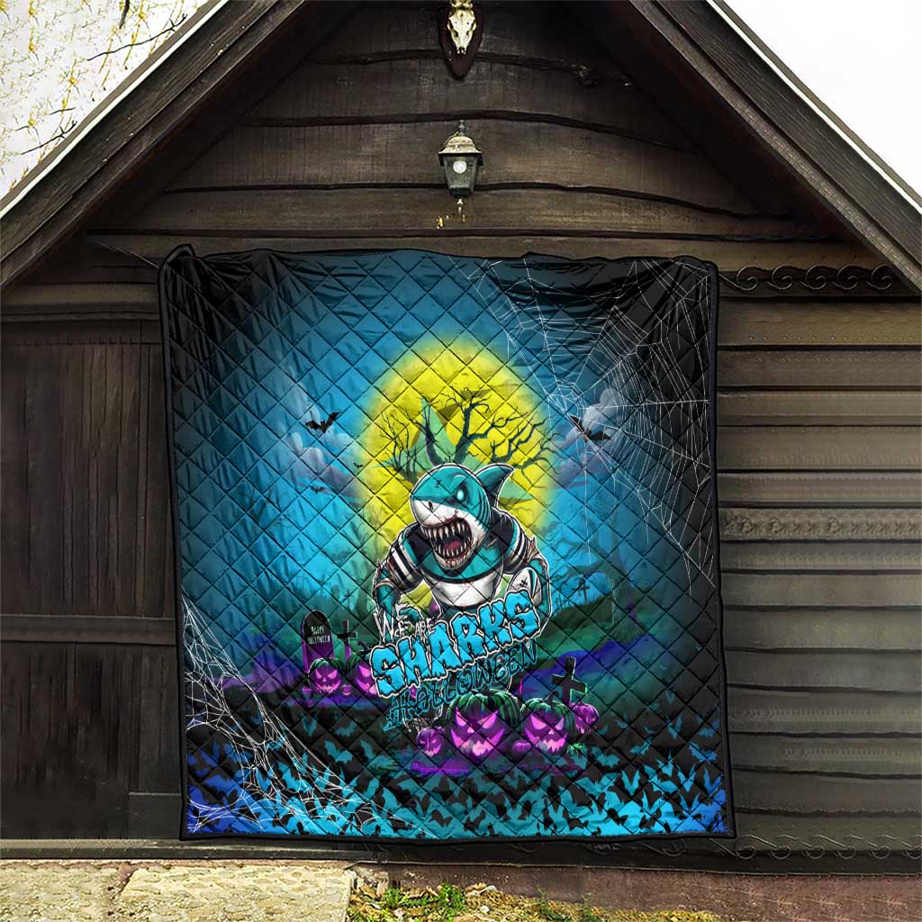 We Are Sharks Halloween Quilt Pumpkin Scary Spooky Season - Aussie Hoodie