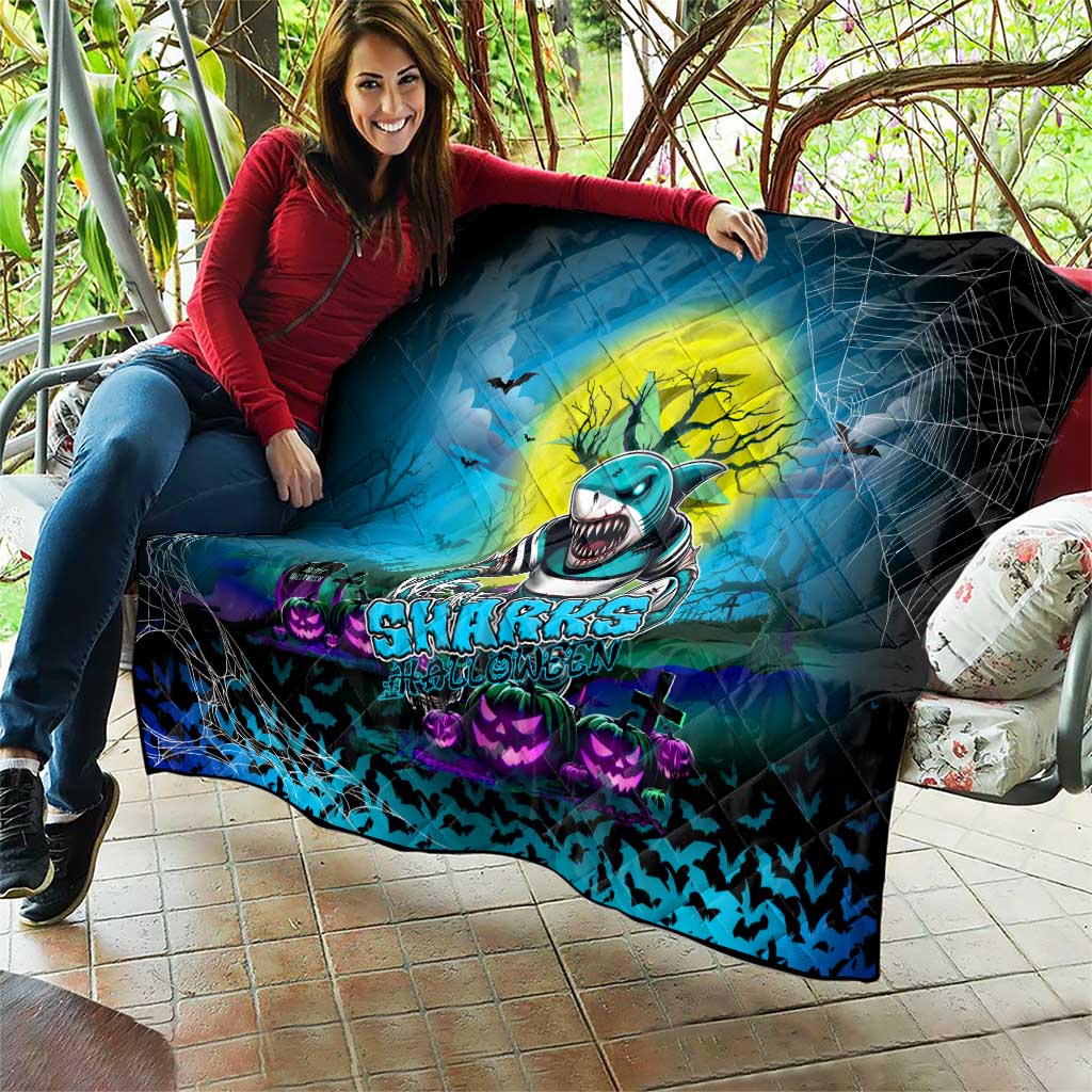 We Are Sharks Halloween Quilt Pumpkin Scary Spooky Season - Aussie Hoodie