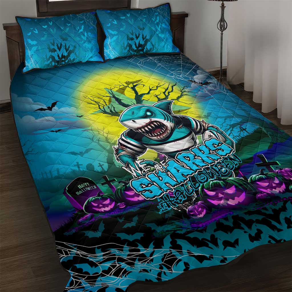 We Are Sharks Halloween Quilt Bed Set Pumpkin Scary Spooky Season - Aussie Hoodie