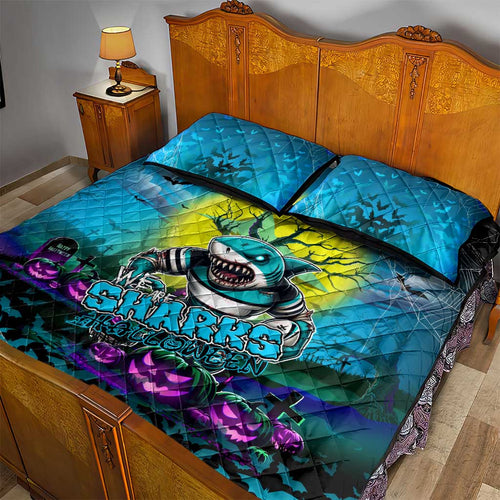 We Are Sharks Halloween Quilt Bed Set Pumpkin Scary Spooky Season - Aussie Hoodie