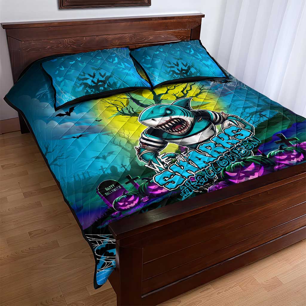 We Are Sharks Halloween Quilt Bed Set Pumpkin Scary Spooky Season - Aussie Hoodie