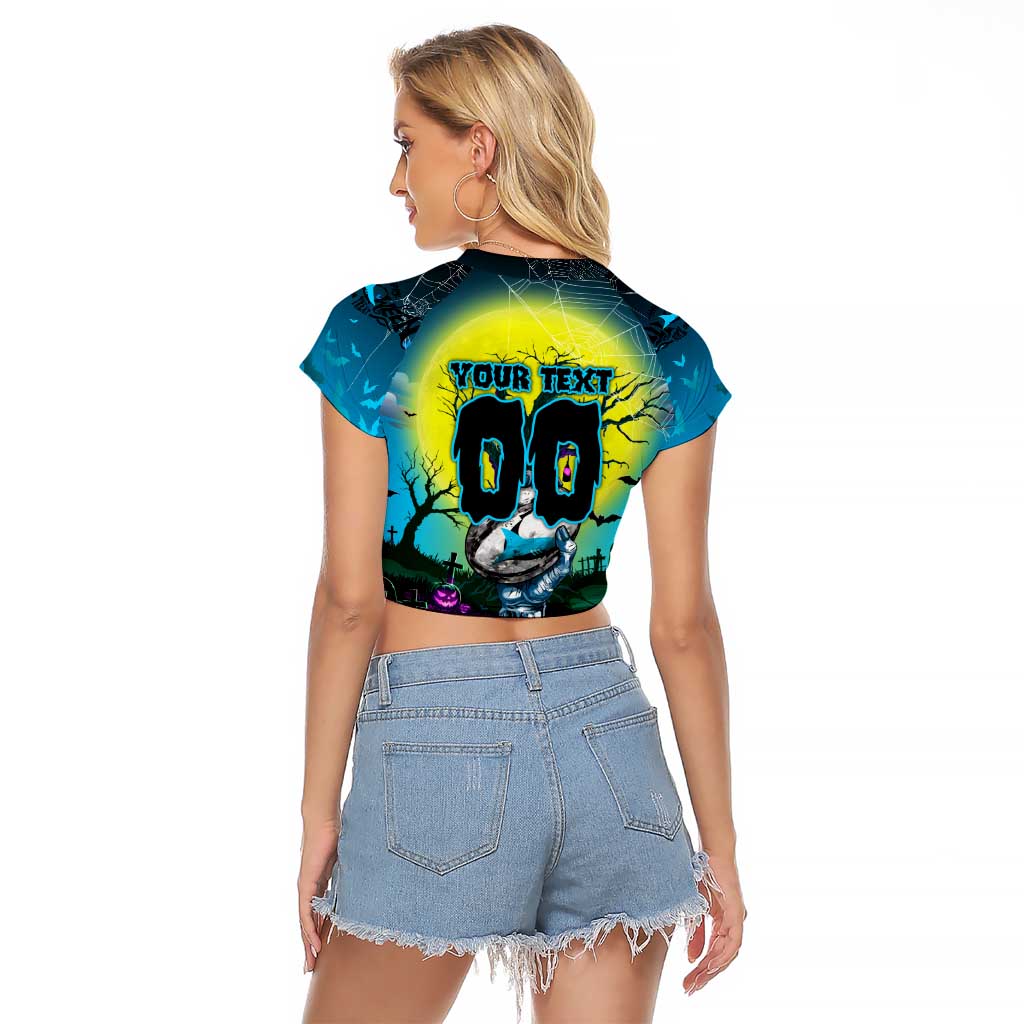 We Are Sharks Halloween Raglan Cropped T Shirt Pumpkin Scary Spooky Season - Aussie Hoodie
