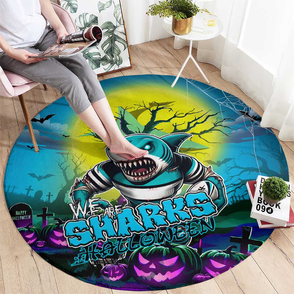 We Are Sharks Halloween Round Carpet Pumpkin Scary Spooky Season - Aussie Hoodie