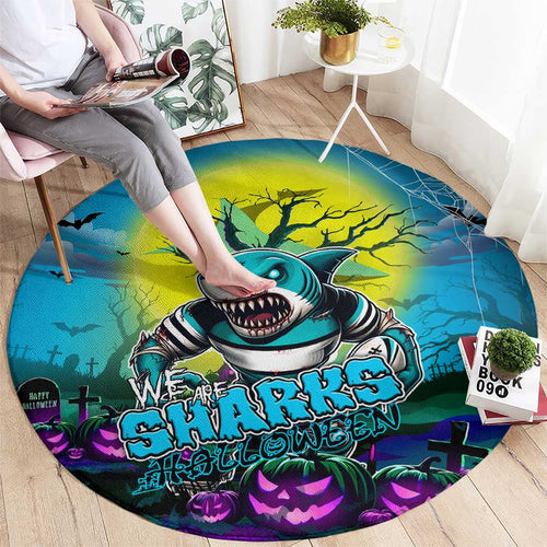 We Are Sharks Halloween Round Carpet Pumpkin Scary Spooky Season - Aussie Hoodie