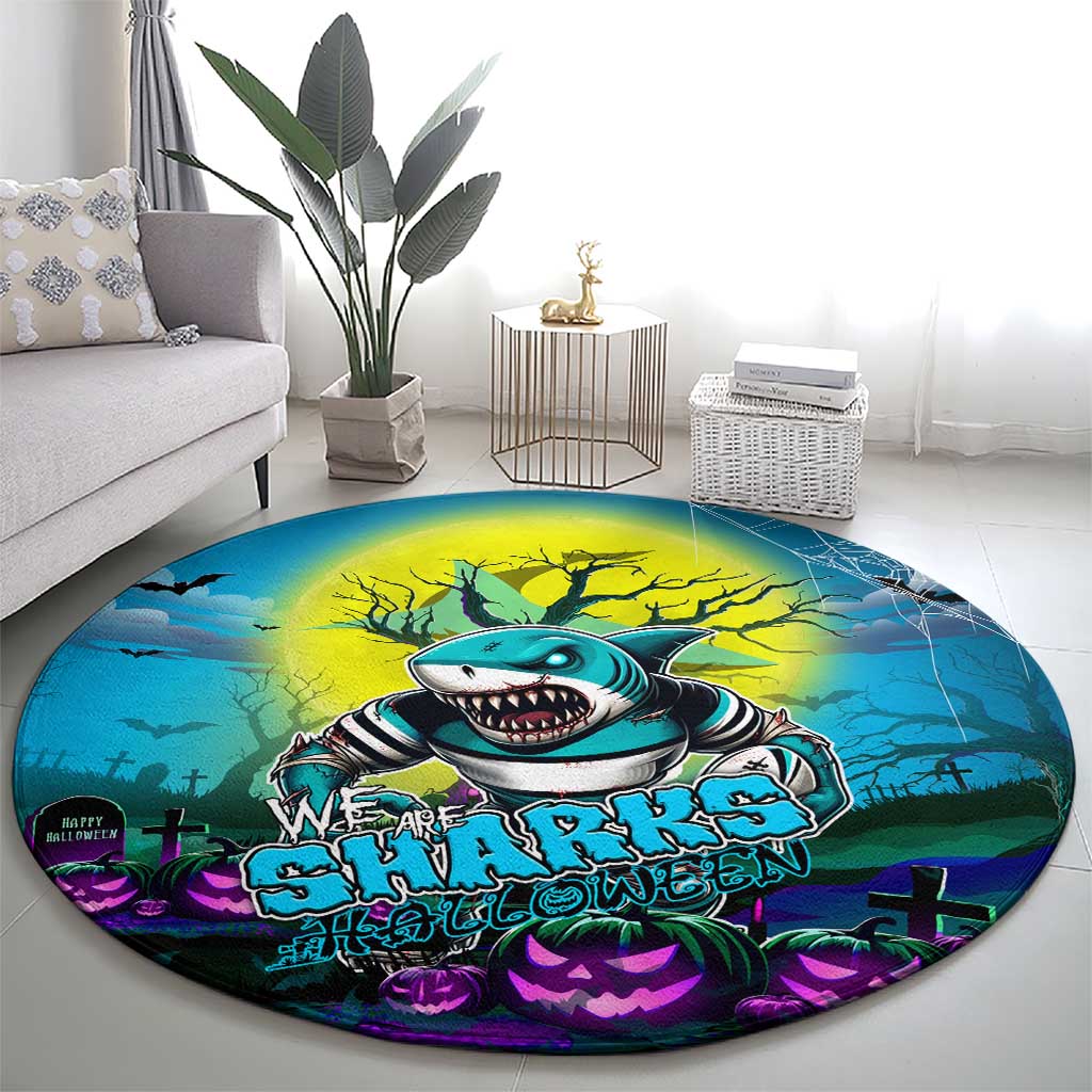 We Are Sharks Halloween Round Carpet Pumpkin Scary Spooky Season - Aussie Hoodie
