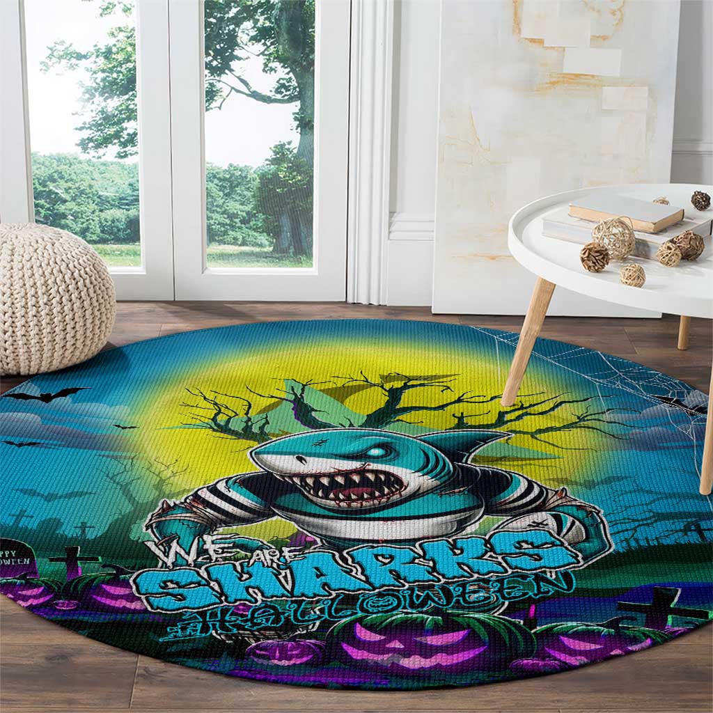 We Are Sharks Halloween Round Carpet Pumpkin Scary Spooky Season - Aussie Hoodie