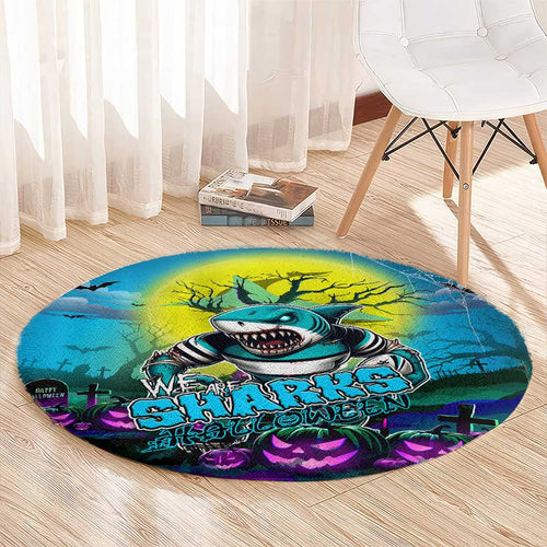 We Are Sharks Halloween Round Carpet Pumpkin Scary Spooky Season - Aussie Hoodie