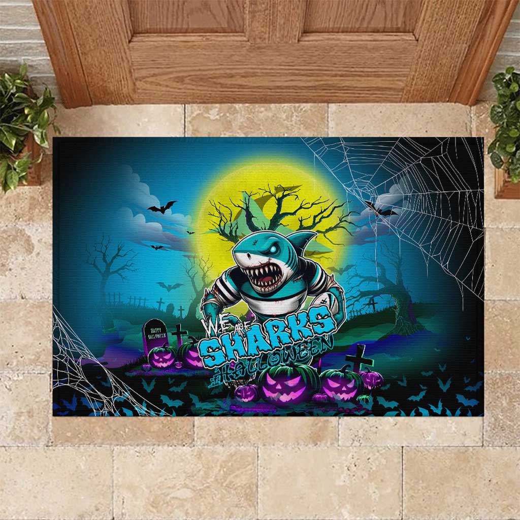 We Are Sharks Halloween Rubber Doormat Pumpkin Scary Spooky Season - Aussie Hoodie