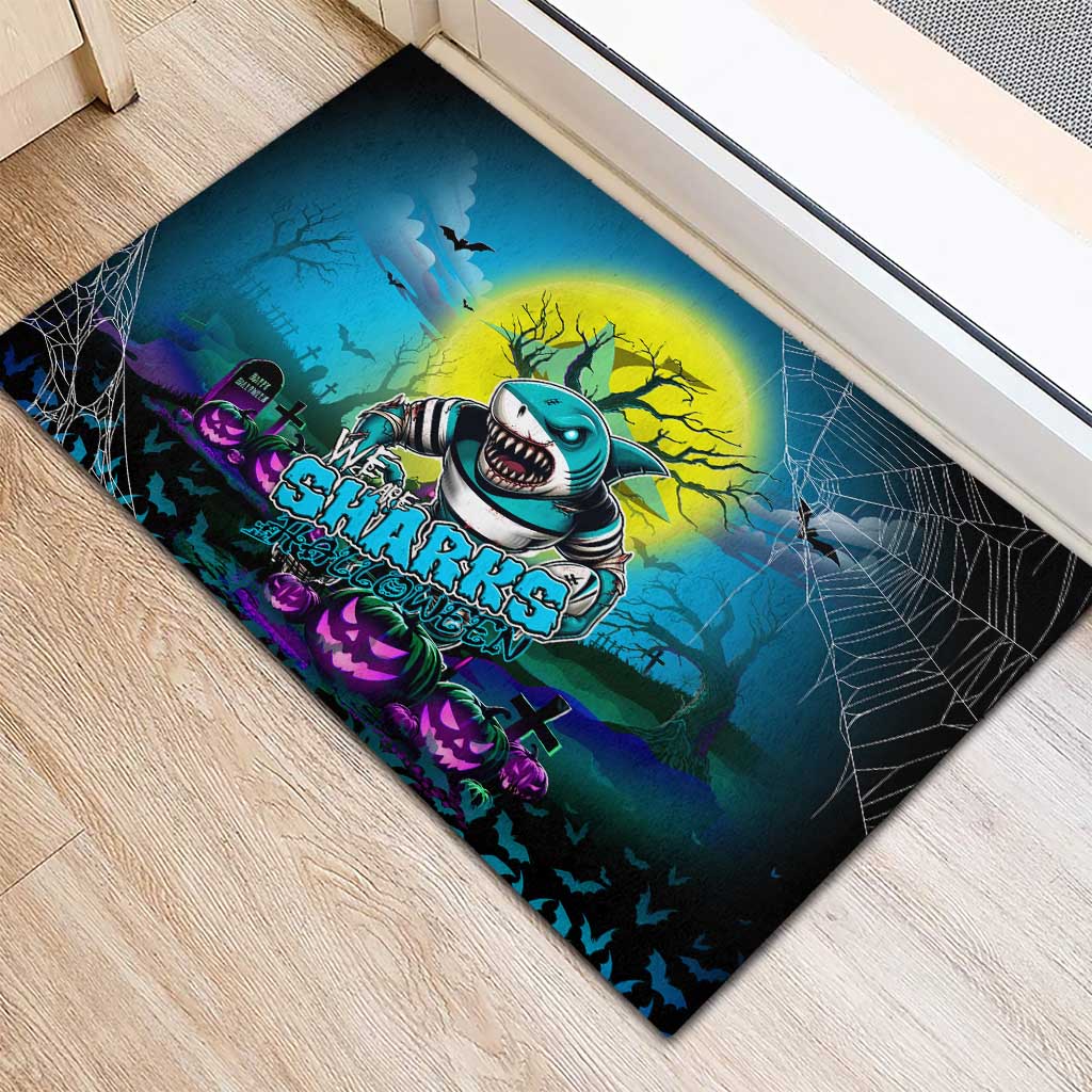 We Are Sharks Halloween Rubber Doormat Pumpkin Scary Spooky Season - Aussie Hoodie