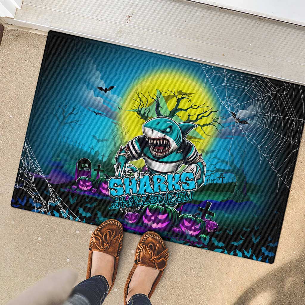 We Are Sharks Halloween Rubber Doormat Pumpkin Scary Spooky Season - Aussie Hoodie
