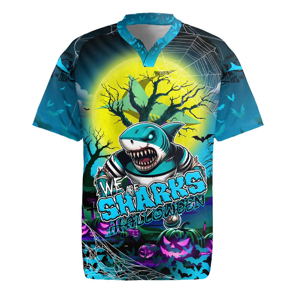We Are Sharks Halloween Rugby Jersey Pumpkin Scary Spooky Season - Aussie Hoodie