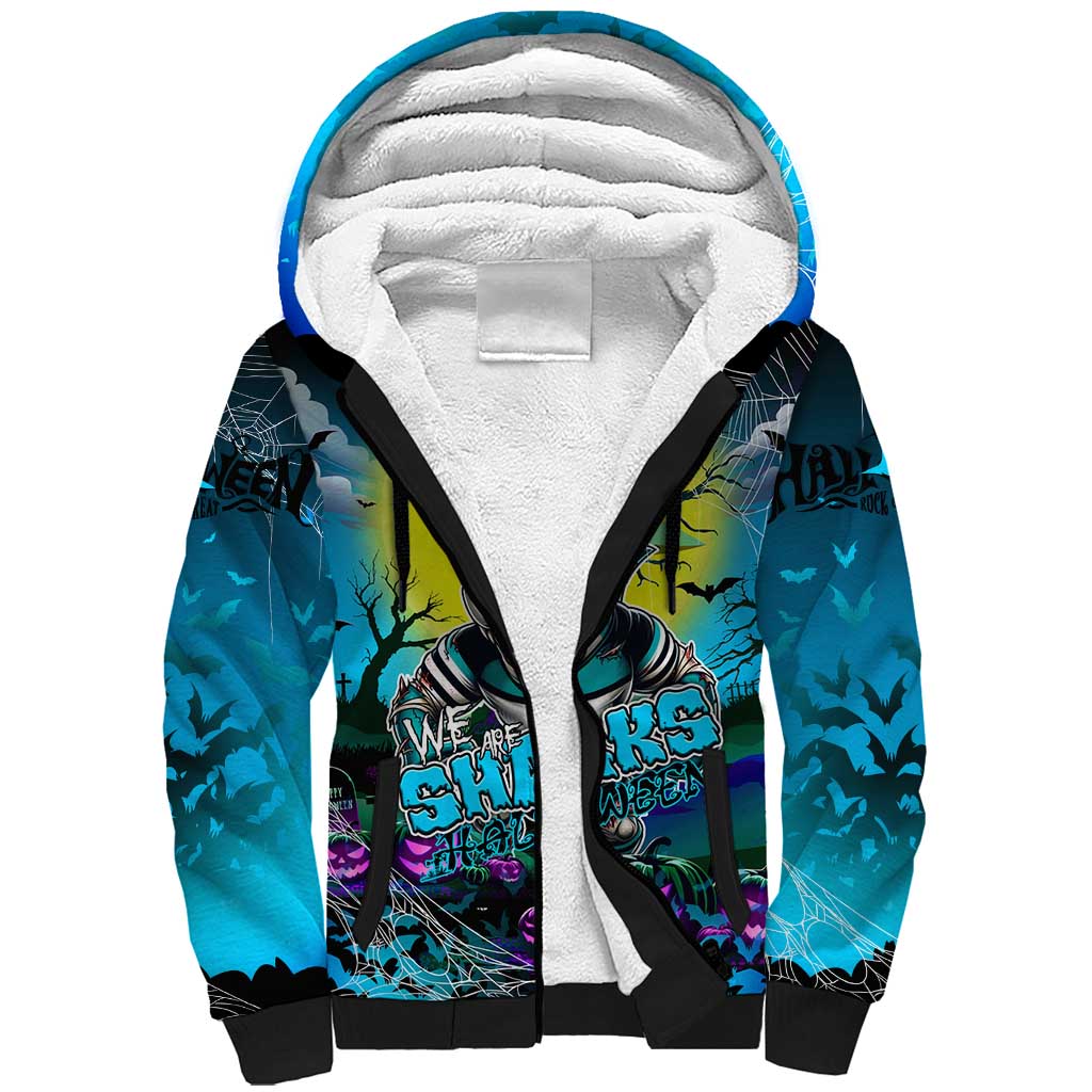 We Are Sharks Halloween Sherpa Hoodie Pumpkin Scary Spooky Season - Aussie Hoodie