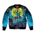 We Are Sharks Halloween Sleeve Zip Bomber Jacket Pumpkin Scary Spooky Season - Aussie Hoodie
