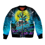 We Are Sharks Halloween Sleeve Zip Bomber Jacket Pumpkin Scary Spooky Season - Aussie Hoodie