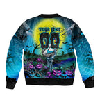 We Are Sharks Halloween Sleeve Zip Bomber Jacket Pumpkin Scary Spooky Season - Aussie Hoodie