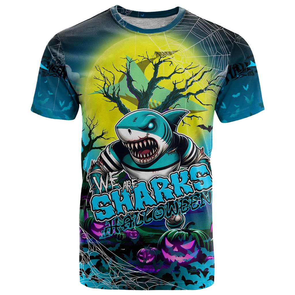 We Are Sharks Halloween T Shirt Pumpkin Scary Spooky Season - Aussie Hoodie