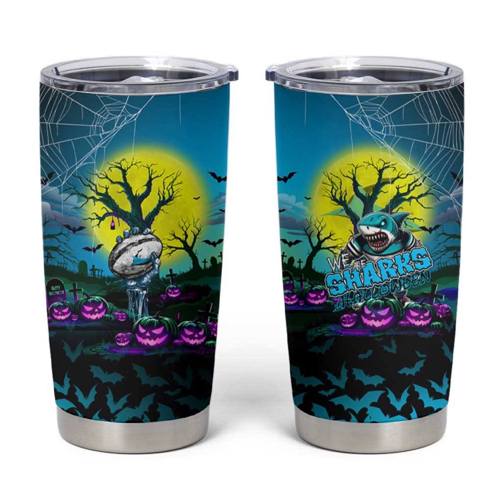 We Are Sharks Halloween Tumbler Cup Pumpkin Scary Spooky Season - Aussie Hoodie