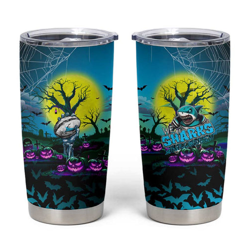 We Are Sharks Halloween Tumbler Cup Pumpkin Scary Spooky Season - Aussie Hoodie