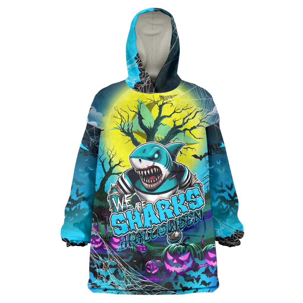 We Are Sharks Halloween Wearable Blanket Hoodie Pumpkin Scary Spooky Season - Aussie Hoodie