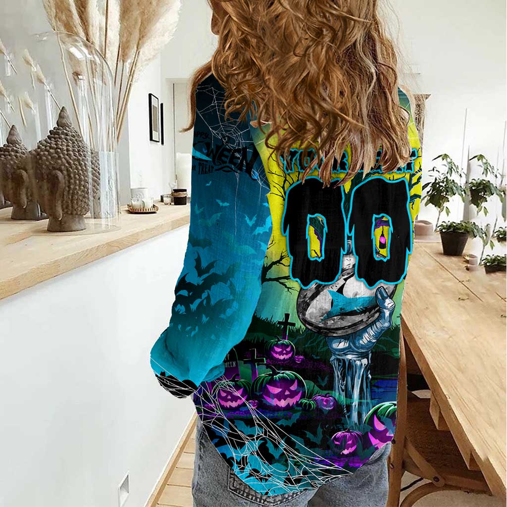 We Are Sharks Halloween Women Casual Shirt Pumpkin Scary Spooky Season - Aussie Hoodie