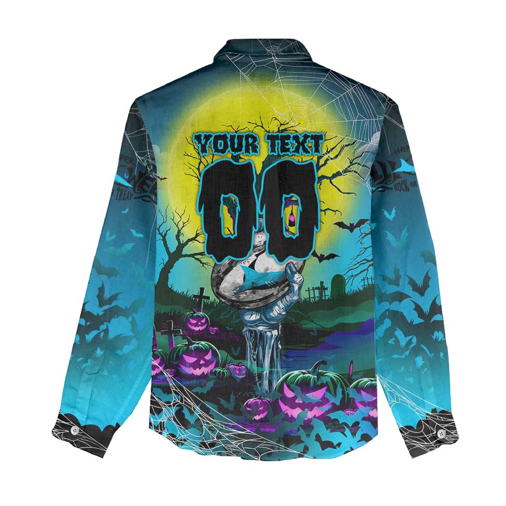 We Are Sharks Halloween Women Casual Shirt Pumpkin Scary Spooky Season - Aussie Hoodie