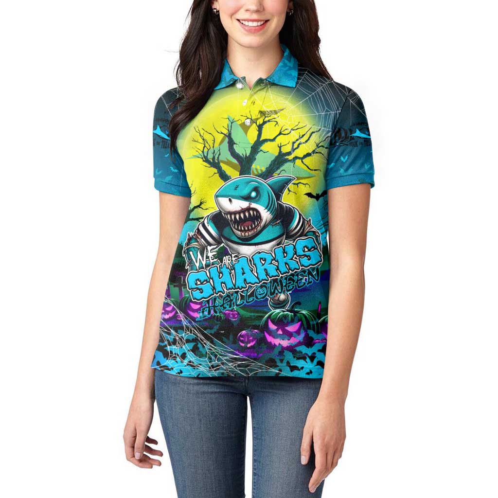 We Are Sharks Halloween Women Polo Shirt Pumpkin Scary Spooky Season - Aussie Hoodie