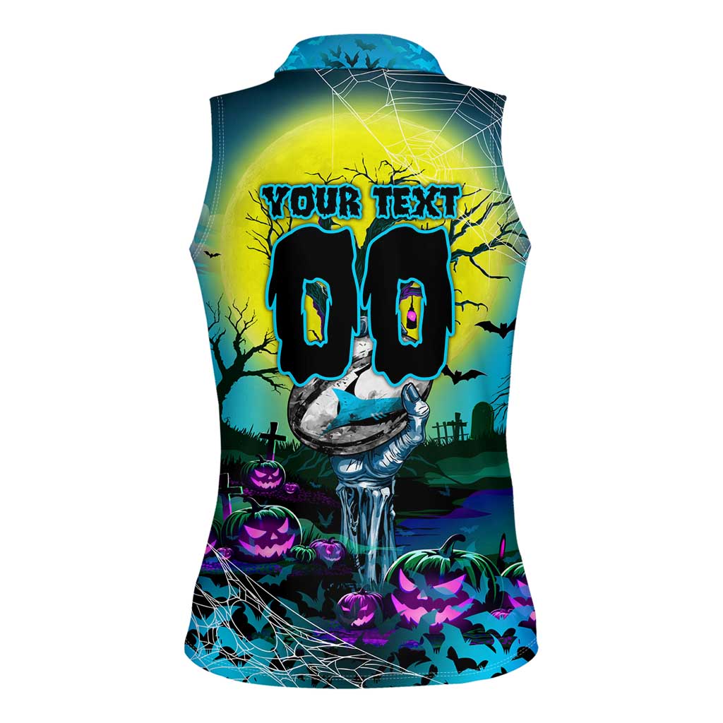 We Are Sharks Halloween Women Sleeveless Polo Shirt Pumpkin Scary Spooky Season - Aussie Hoodie
