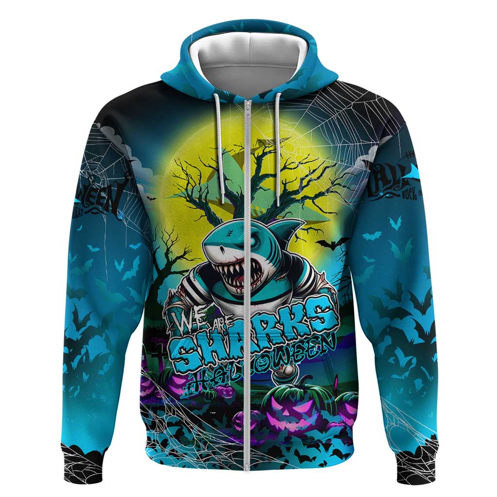 We Are Sharks Halloween Zip Hoodie Pumpkin Scary Spooky Season - Aussie Hoodie