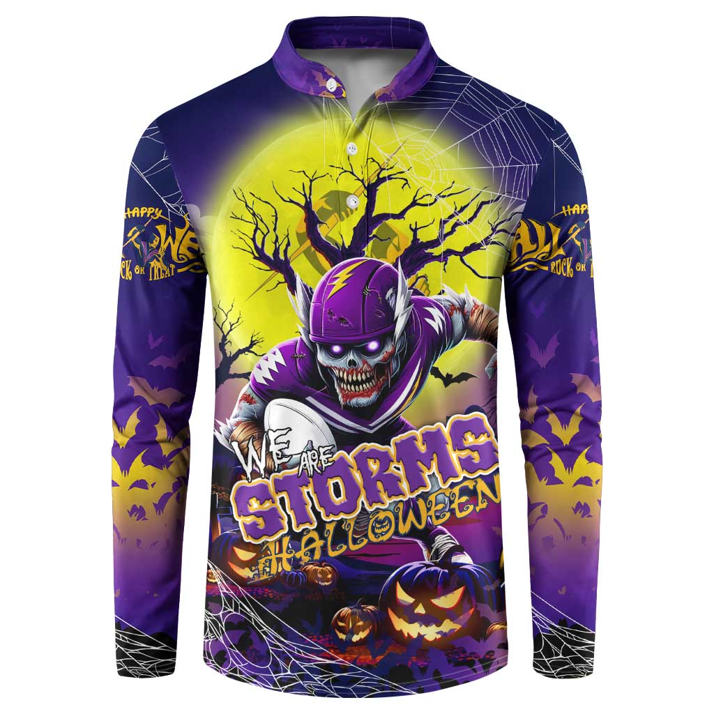 We Are Storm Halloween Button Sweatshirt Pumpkin Scary Spooky Season - Aussie Hoodie