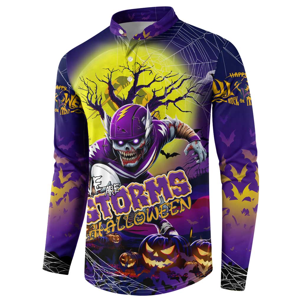 We Are Storm Halloween Button Sweatshirt Pumpkin Scary Spooky Season - Aussie Hoodie