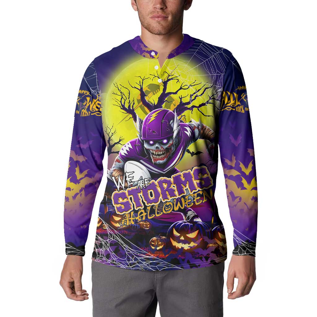 We Are Storm Halloween Button Sweatshirt Pumpkin Scary Spooky Season - Aussie Hoodie