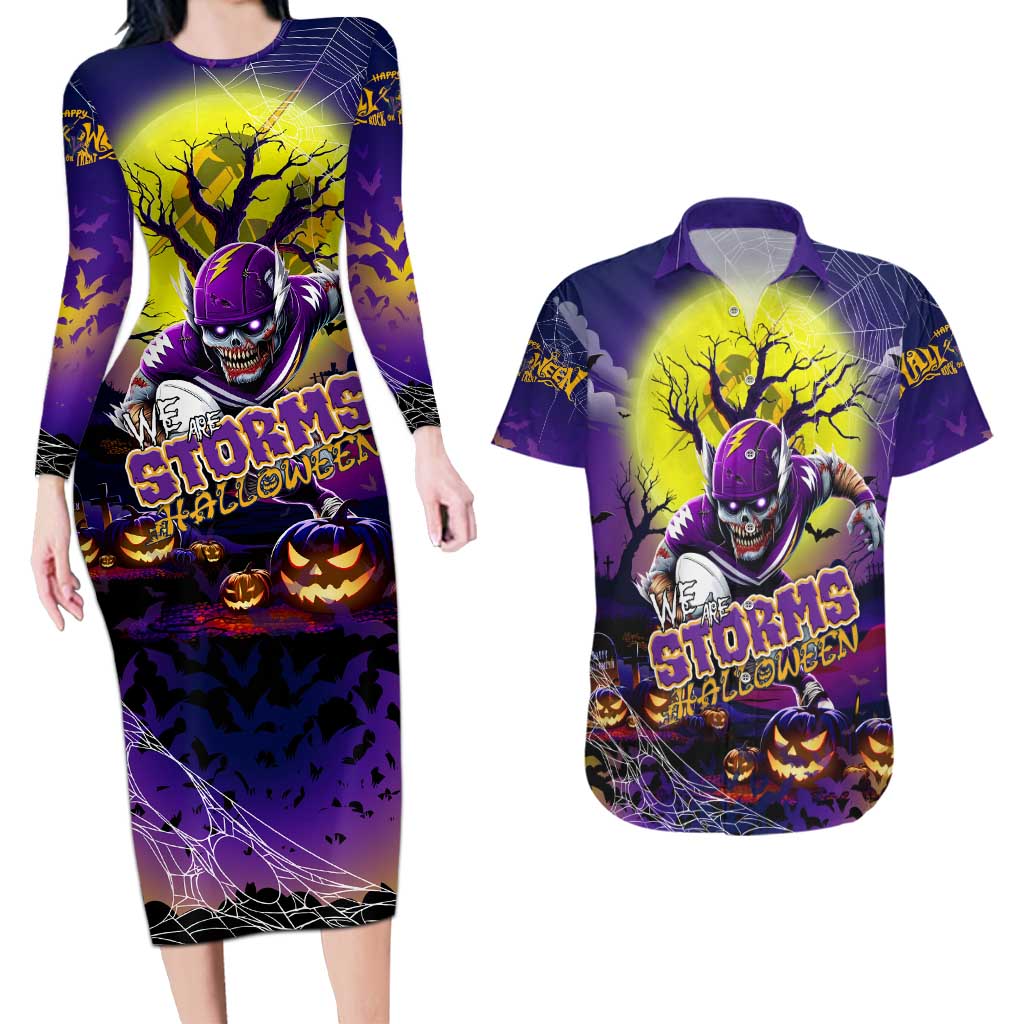 We Are Storm Halloween Couples Matching Long Sleeve Bodycon Dress and Hawaiian Shirt Pumpkin Scary Spooky Season - Aussie Hoodie