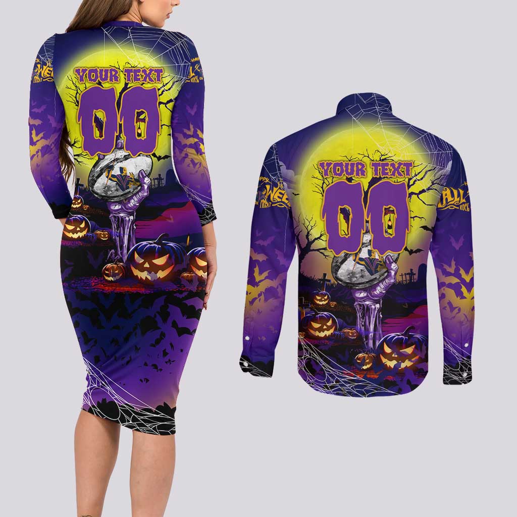 We Are Storm Halloween Couples Matching Long Sleeve Bodycon Dress and Long Sleeve Button Shirt Pumpkin Scary Spooky Season - Aussie Hoodie