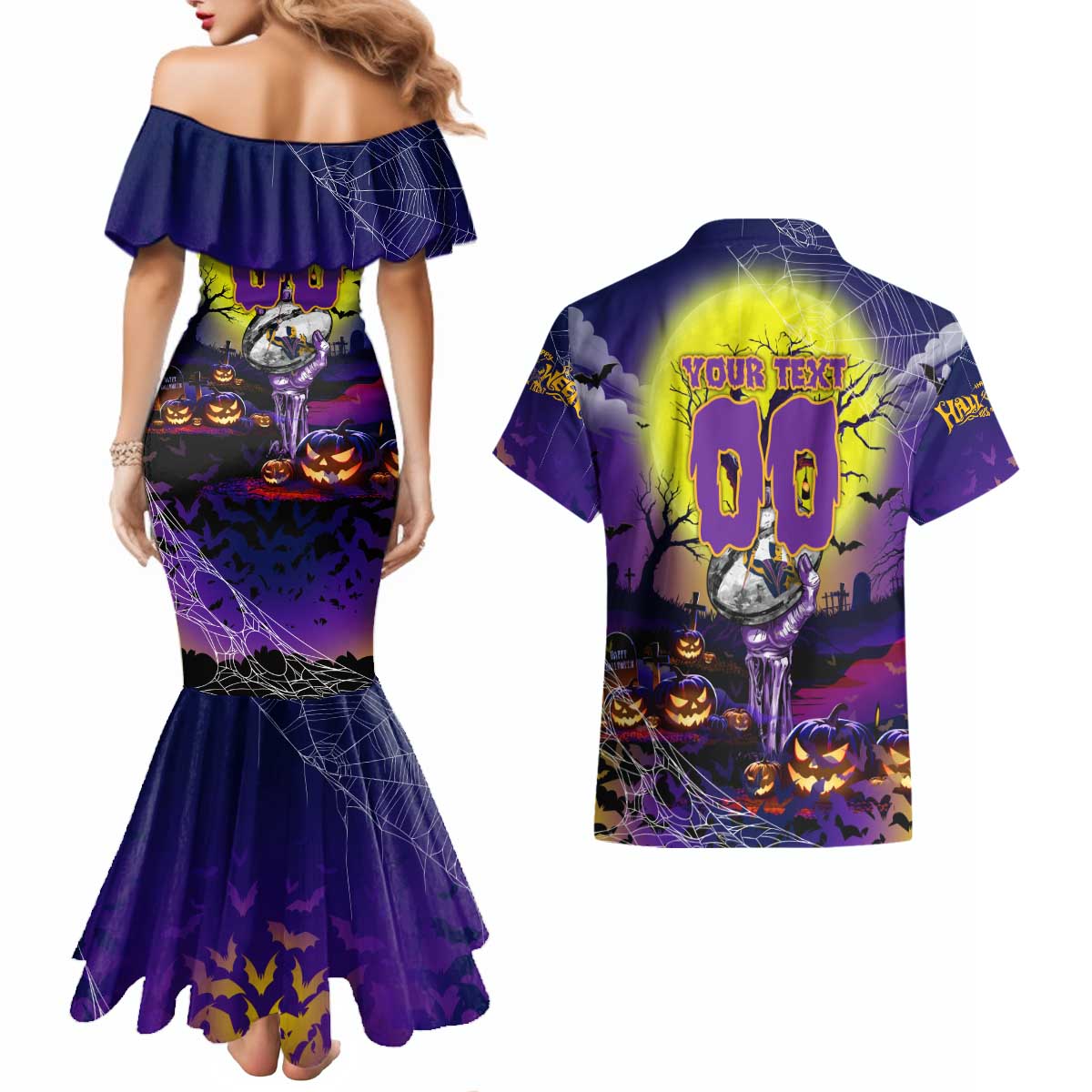 We Are Storm Halloween Couples Matching Mermaid Dress and Hawaiian Shirt Pumpkin Scary Spooky Season - Aussie Hoodie