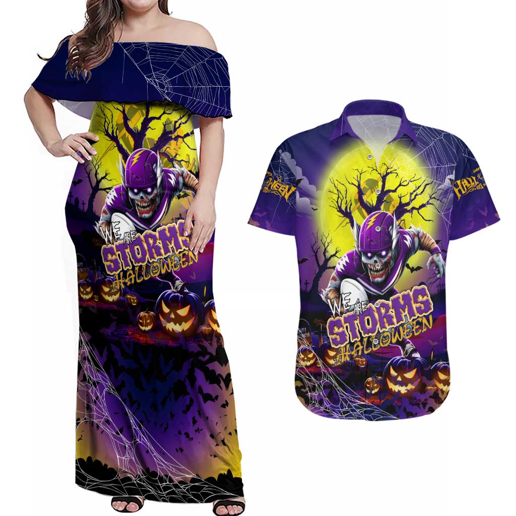 We Are Storm Halloween Couples Matching Off Shoulder Maxi Dress and Hawaiian Shirt Pumpkin Scary Spooky Season - Aussie Hoodie