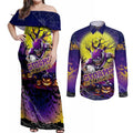 We Are Storm Halloween Couples Matching Off Shoulder Maxi Dress and Long Sleeve Button Shirt Pumpkin Scary Spooky Season - Aussie Hoodie