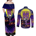 We Are Storm Halloween Couples Matching Off Shoulder Maxi Dress and Long Sleeve Button Shirt Pumpkin Scary Spooky Season - Aussie Hoodie
