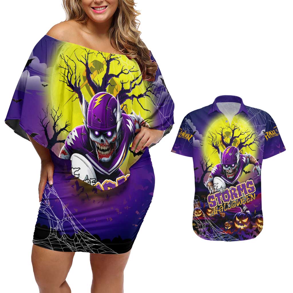 We Are Storm Halloween Couples Matching Off Shoulder Short Dress and Hawaiian Shirt Pumpkin Scary Spooky Season - Aussie Hoodie