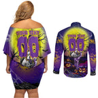 We Are Storm Halloween Couples Matching Off Shoulder Short Dress and Long Sleeve Button Shirt Pumpkin Scary Spooky Season - Aussie Hoodie